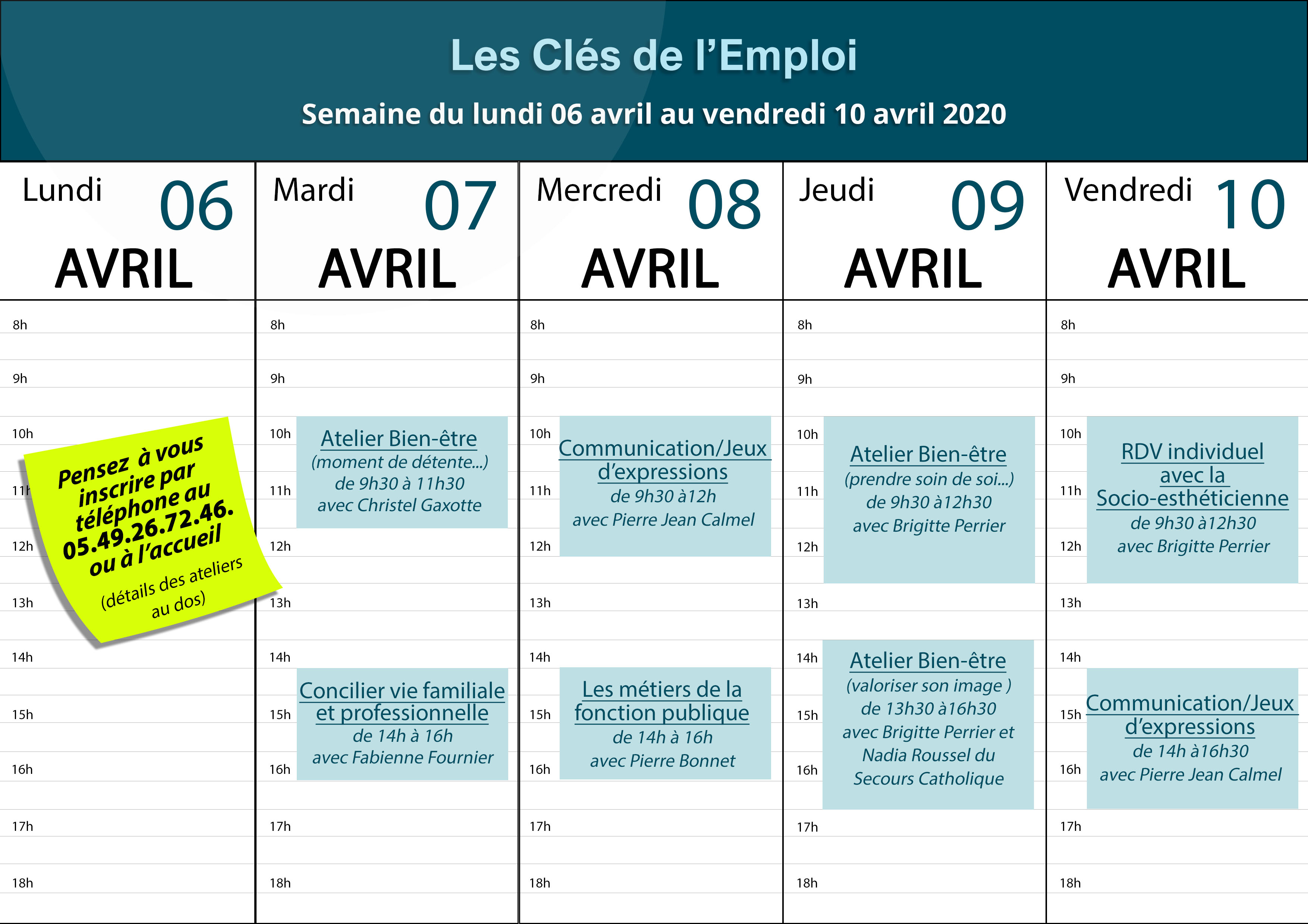 Emploi du temps les Clés de l'Emploi